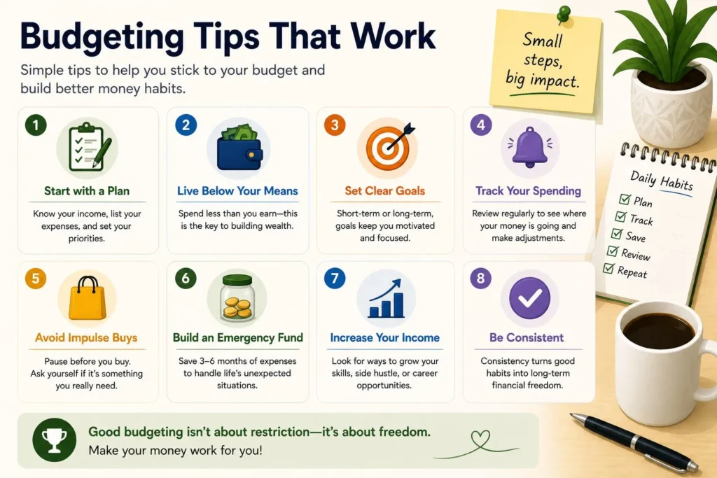 Budgeting Tips That Work Simple budgeting tips for saving money and staying on budget